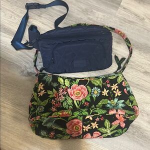 Vera Bradley Black and Pink Floral Crossbody Bag